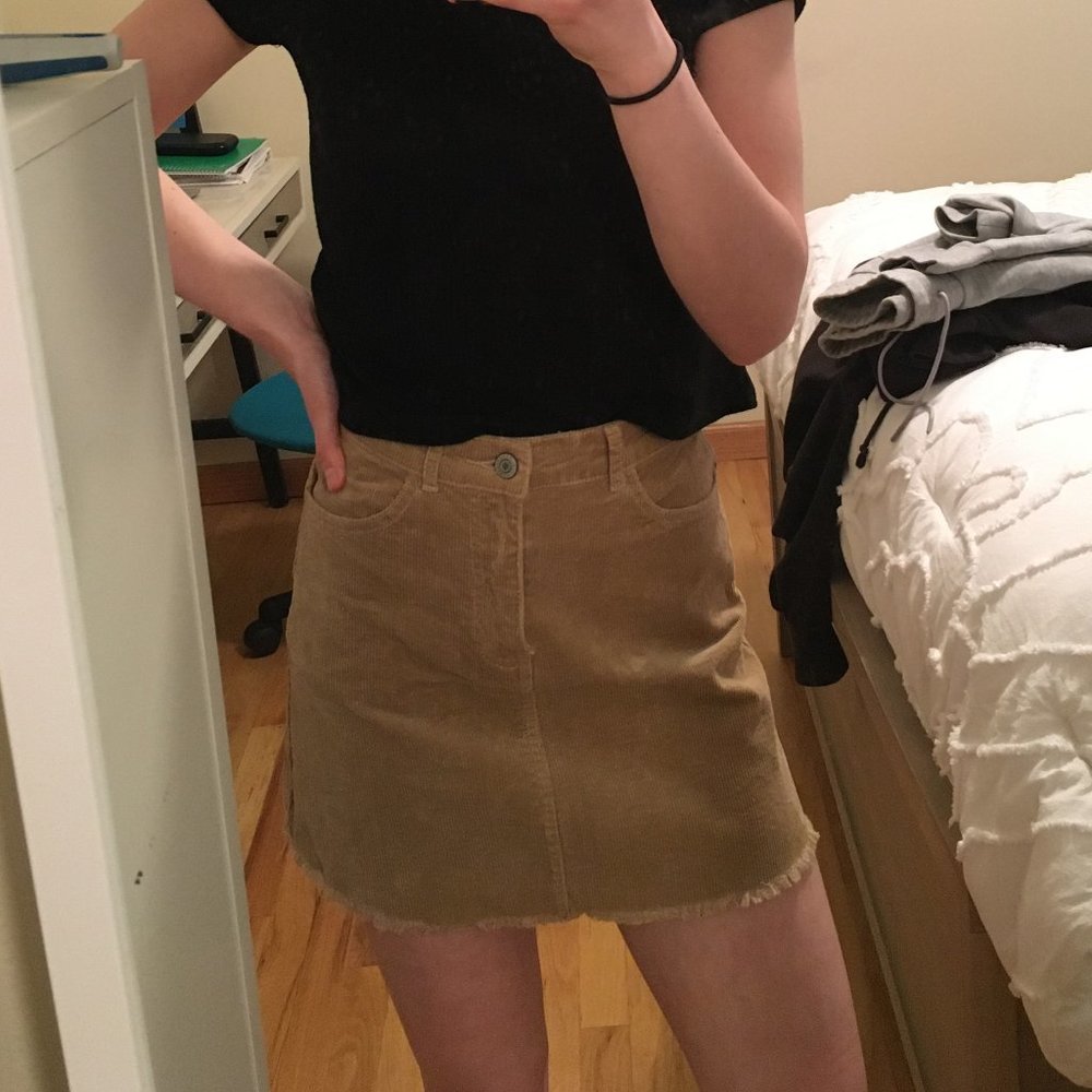John Galt tan corduroy skirt